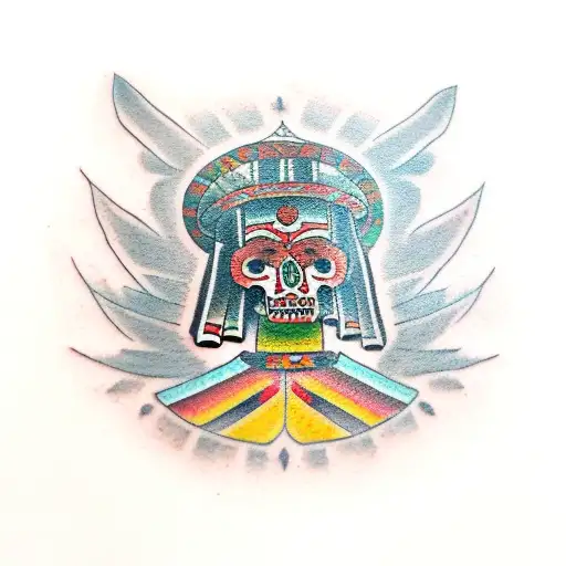 mictlantecuhtli drummer tattoo design idea