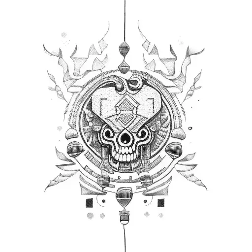 mictlan playing the drum tattoo design idea