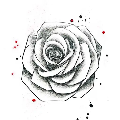 black rose red ribbon blood dripping  tattoo design idea