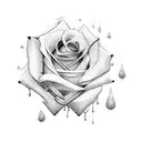 black rose red ribbon blood dripping  tattoo design idea
