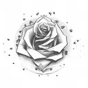 black rose red ribbon blood dripping  tattoo design idea