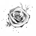 black rose red ribbon blood dripping  tattoo design idea