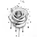 black rose red ribbon blood dripping  tattoo design idea
