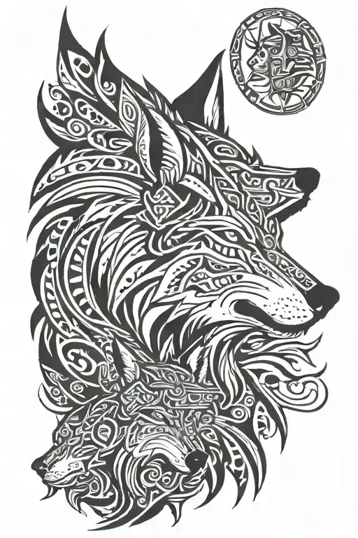 wolf father son tattoo design idea