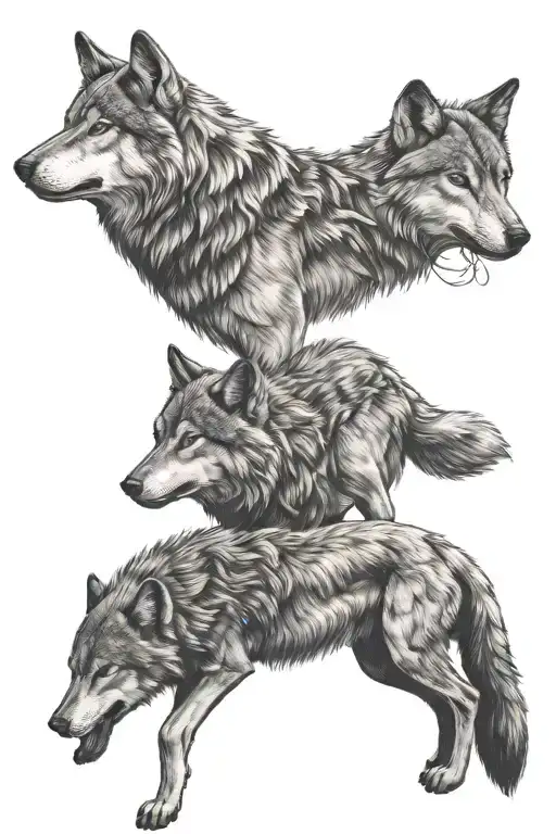 wolf father son tattoo design idea