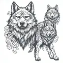wolf father son tattoo design idea