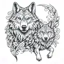 wolf father son tattoo design idea