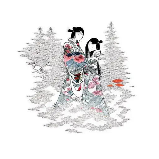 couple tattoo that is completed with an anime or nature theme tattoo design idea