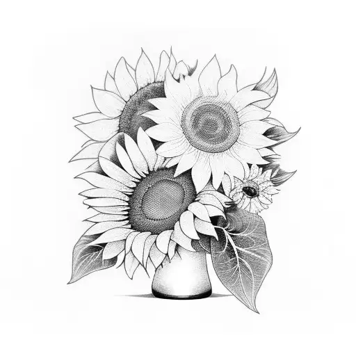 sunflowers in a vase tattoo design idea