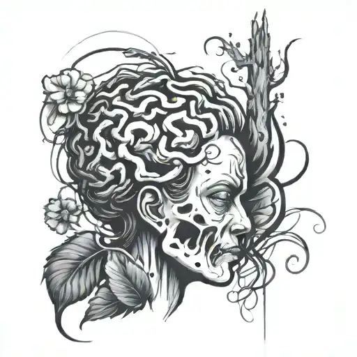 depression brain tattoo design idea