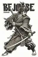samurai tatto with be humble text below it written tattoo design idea