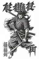 samurai tatto with be humble text below it written tattoo design idea