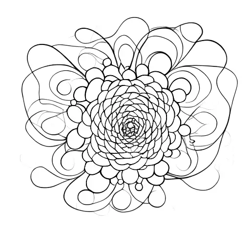 invisible string with violet flowers tattoo design idea