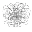 invisible string with violet flowers tattoo design idea