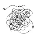 invisible string with violet flowers tattoo design idea