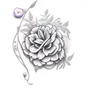 invisible string with violet flowers tattoo design idea