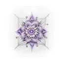 invisible string with violet flowers tattoo design idea