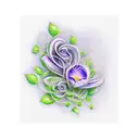 invisible string with violet flowers tattoo design idea