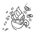 Bartender shaking a cocktail with coffee beans as garnish tattoo design idea