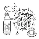 Bartender shaking a cocktail with coffee beans as garnish tattoo design idea