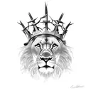 Christian Crosses and lion big lion with a thorns crown tattoo design idea