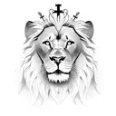 Christian Crosses and lion big lion with a thorns crown tattoo design idea