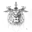 Christian Crosses and lion big lion with a thorns crown tattoo design idea