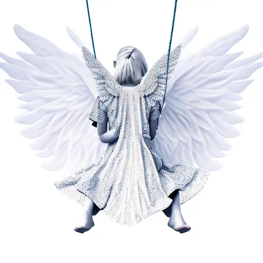 angel sitting on a swing tattoo design idea