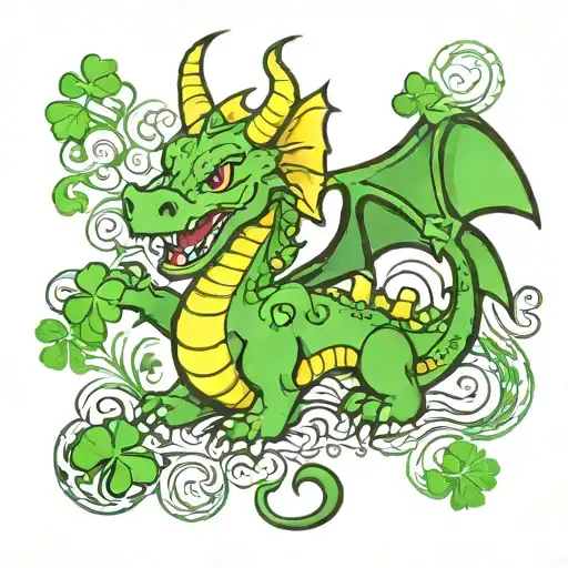 dragon and shamrock  tattoo design idea