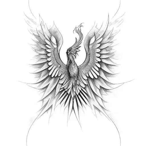 Geometric Dotwork Phoenix Bird Temporary Tattoo – Tattooed Now !