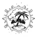 Palm Tree embedded in a seal  tattoo design idea