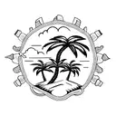 Palm Tree embedded in a seal  tattoo design idea