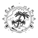 Palm Tree embedded in a seal  tattoo design idea