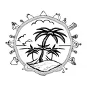 Palm Tree embedded in a seal  tattoo design idea