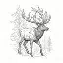elk, archery, forest tattoo design idea