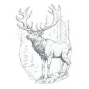elk, archery, forest tattoo design idea