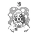Astronaut floating in space with a dog by their side tattoo design idea