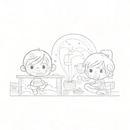 a boy and a girl tattoo design idea