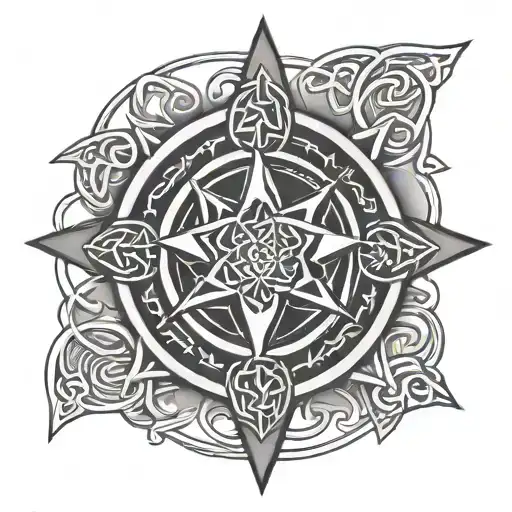 Celtic knot compass tattoo design idea