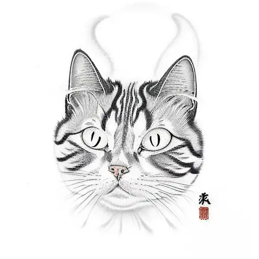 orange and white cat  tattoo design idea