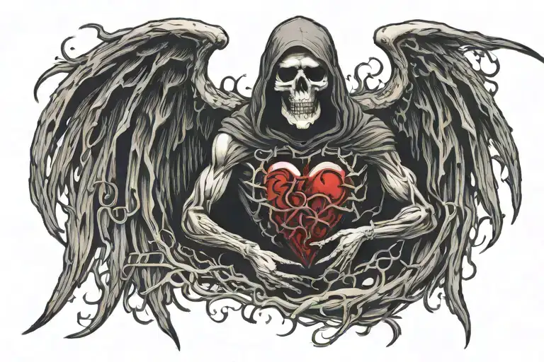 Grim Reaper Sacred Heart tattoo design idea