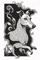 Greyhound, also the initials KLA  tattoo design idea