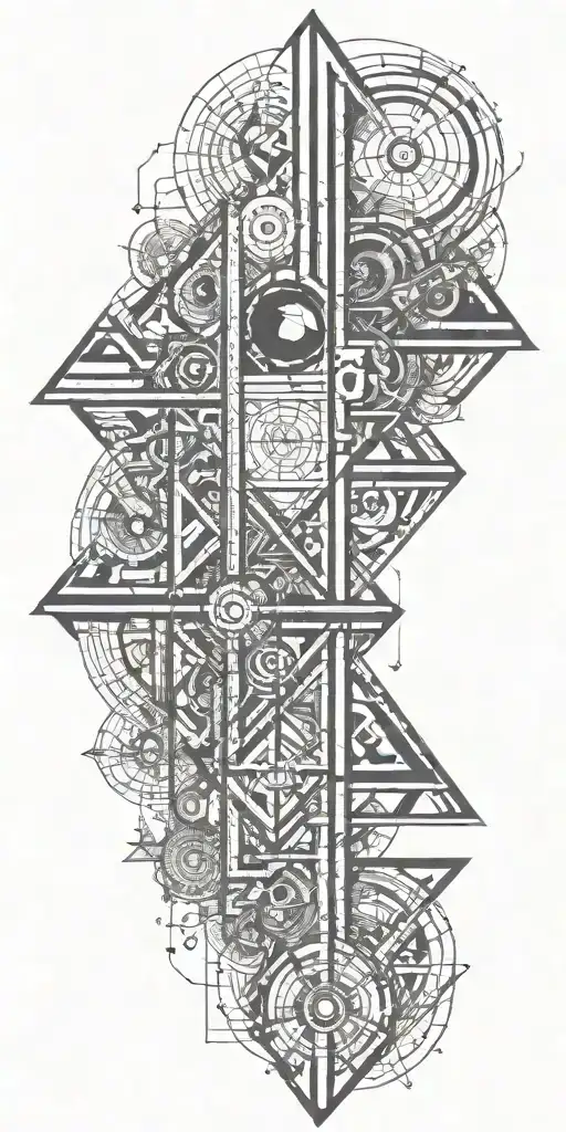 sacre geometry for full arm that include 369 numbers tattoo design idea