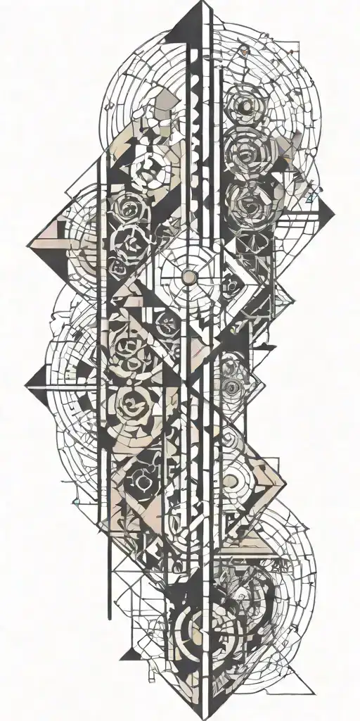 sacre geometry for full arm that include 369 numbers tattoo design idea