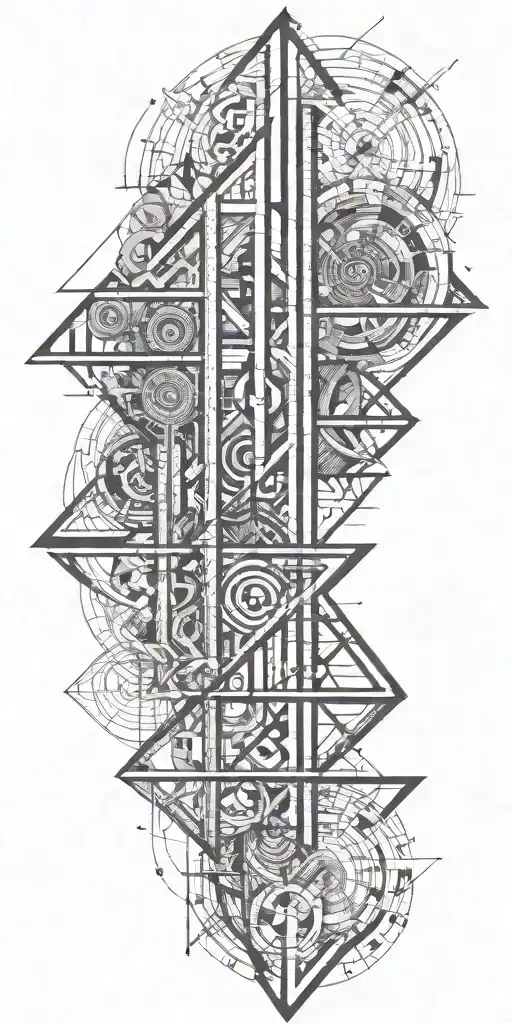 sacre geometry for full arm that include 369 numbers tattoo design idea