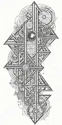 sacre geometry for full arm that include 369 numbers tattoo design idea
