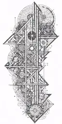 sacre geometry for full arm that include 369 numbers tattoo design idea