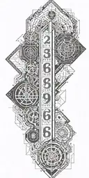 sacre geometry for full arm that include 369 numbers tattoo design idea
