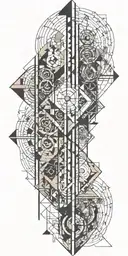 sacre geometry for full arm that include 369 numbers tattoo design idea