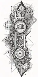 sacre geometry for full arm that include 369 numbers tattoo design idea